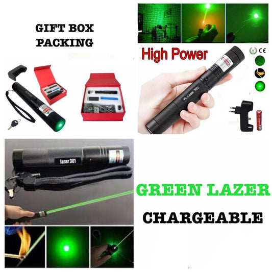 Extremely High power Laser 2000 meters | Laser Light Disco Pointer | Pen Laser Beam with rotatable Cap (Green) | Perfect for Presentations, Parties, Rechargable | Gift box Packing