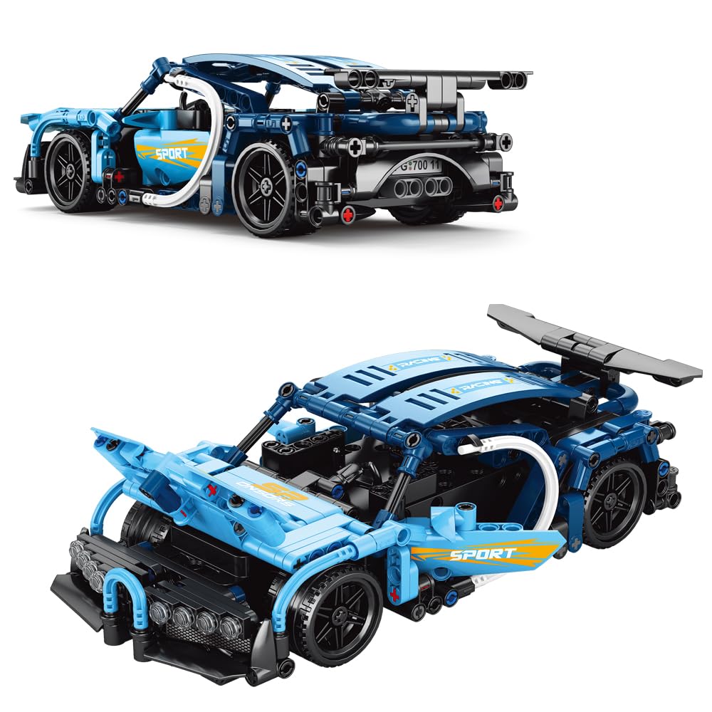 Remote Control Supercar Building Block Kit, 1:16 MOC Adult Collectible Car Model Set, Construction Toys for Boys Aged 7-9, Ideal Gift for Car Lovers, 425 Pieces (FREE RC HELICOPTER)