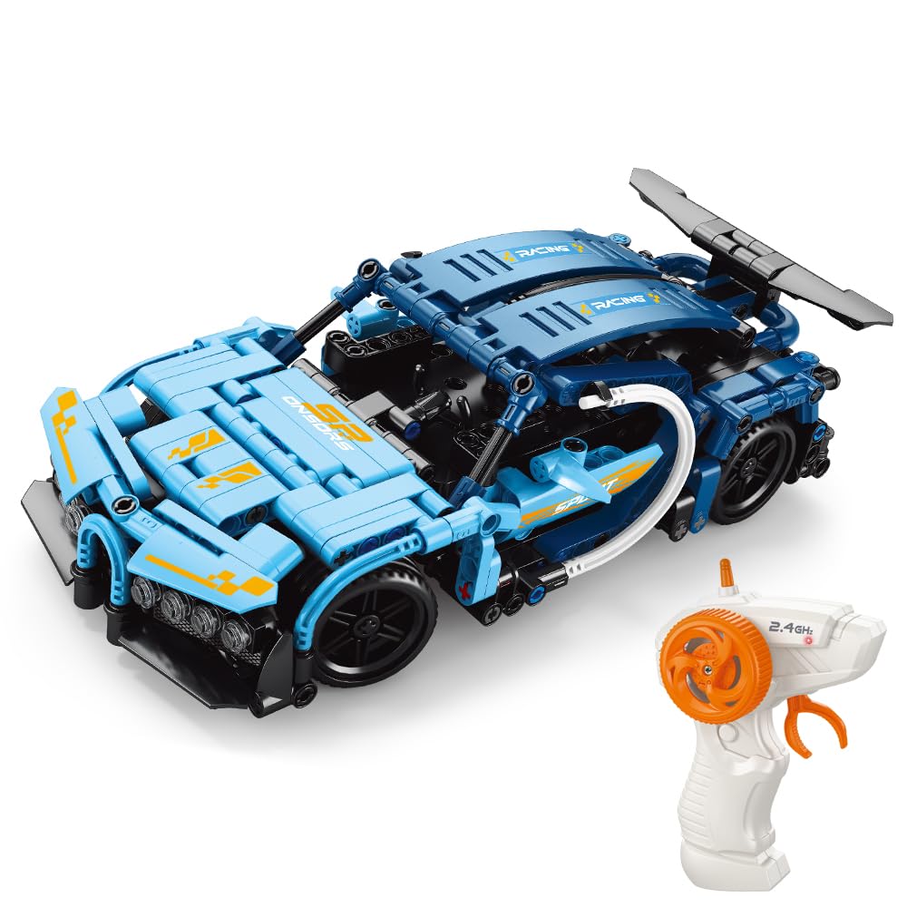 Remote Control Supercar Building Block Kit, 1:16 MOC Adult Collectible Car Model Set, Construction Toys for Boys Aged 7-9, Ideal Gift for Car Lovers, 425 Pieces (FREE RC HELICOPTER)