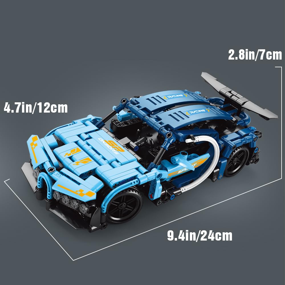 Remote Control Supercar Building Block Kit, 1:16 MOC Adult Collectible Car Model Set, Construction Toys for Boys Aged 7-9, Ideal Gift for Car Lovers, 425 Pieces (FREE RC HELICOPTER)