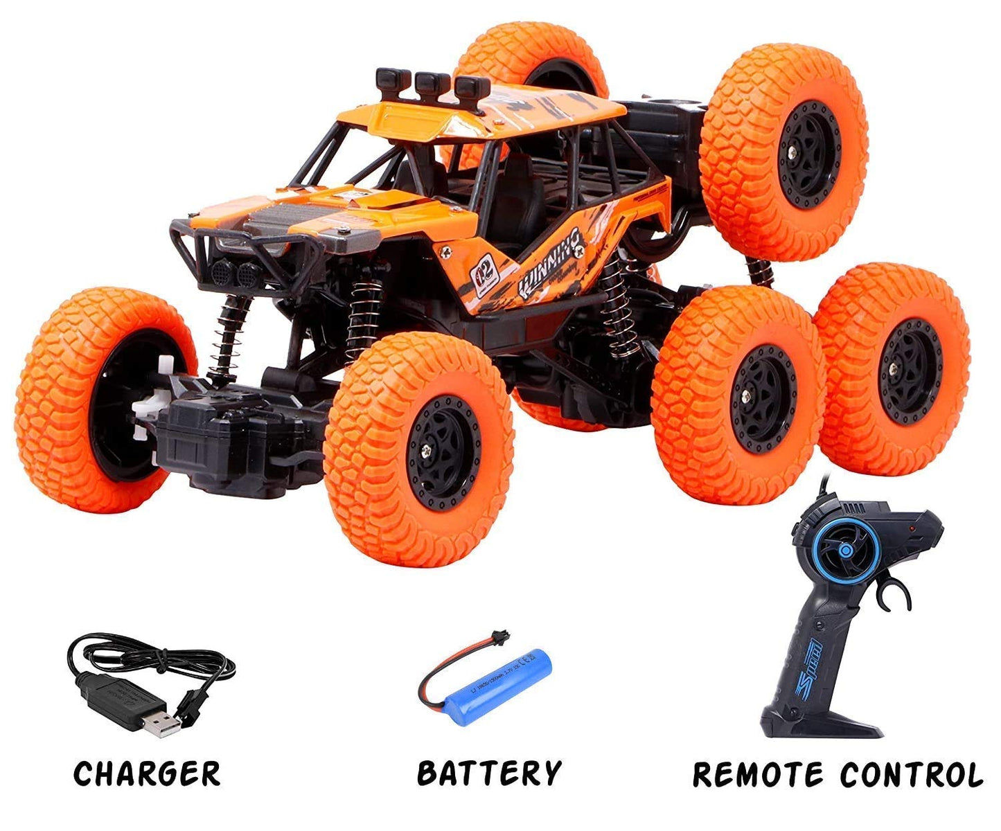 RC Rock Climber Car Wheels Climbing 1:18 Rechargeable Monster Truck Car Off-Road Car Kids Toys Gift (Multicolor) (FREE RC HELICOPTER)