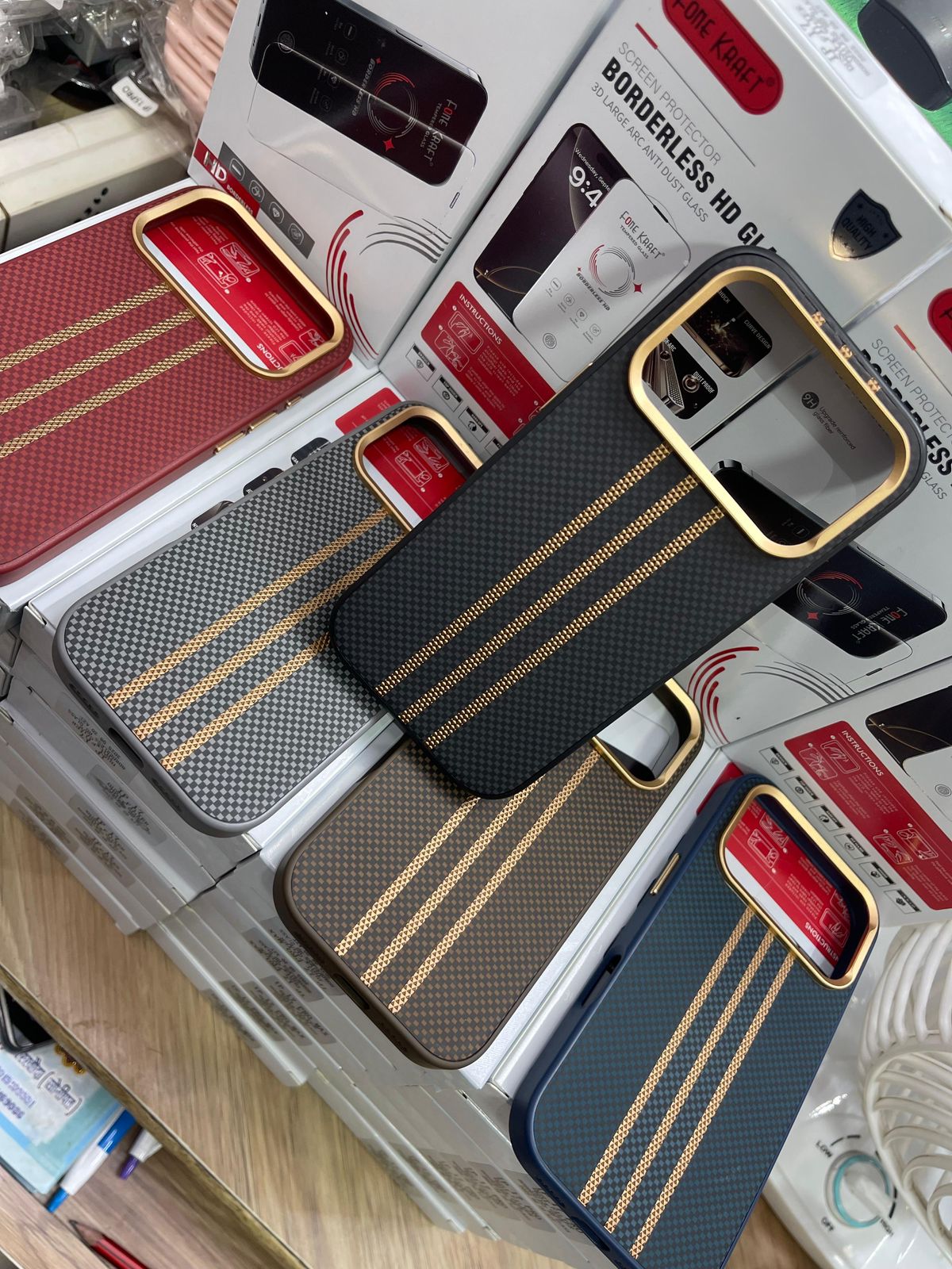 GOLDEN STRIPED LEATHER BACK COVER