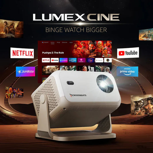 MiniPIX Smart Projector for Home, 46 1080p HD with 4K Support, Android 9 with Built-in Apps (Netflix, YouTube, Prime), 3500 Lumens, in-Built Speaker, Compact Design, 100" Max Display