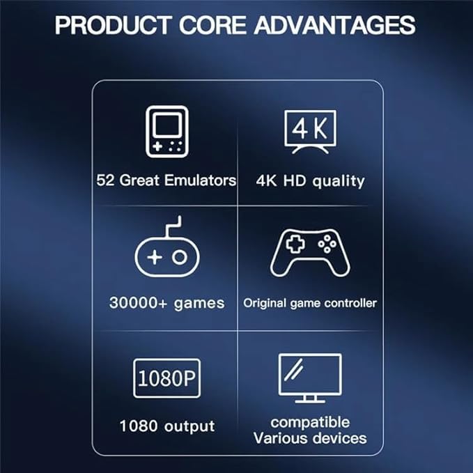 M22 Retro Game Stick - Wireless HD, 52 Emulators, 30,000+ Games, 64GB, Classic Edition with Takken/GTA Vcity/God of War