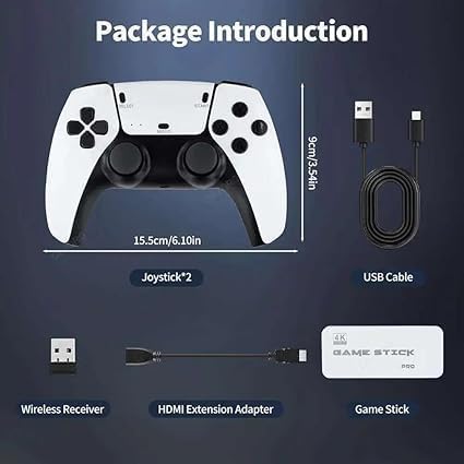 DWH Wireless Video Games for Tv Gaming, Retro Gaming Console with Game Stick 1080p HD Game Stick, Plug & Play TV Video Game Set for 2 Player with 10 Emulators 24000+ Games 2.4G Wireless
