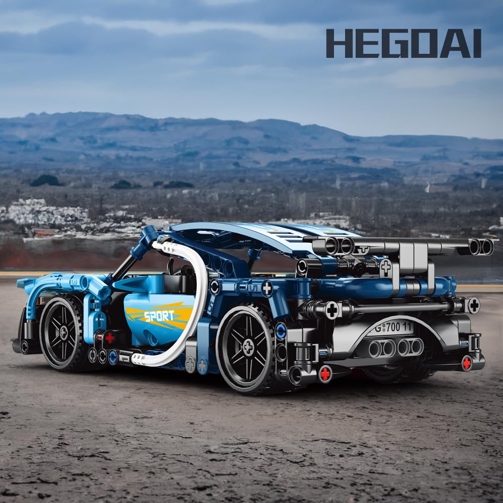 Remote Control Supercar Building Block Kit, 1:16 MOC Adult Collectible Car Model Set, Construction Toys for Boys Aged 7-9, Ideal Gift for Car Lovers, 425 Pieces (FREE RC HELICOPTER)