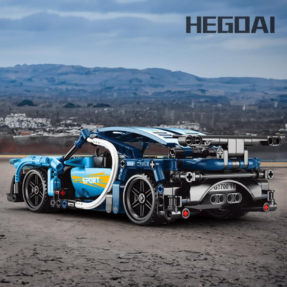 Remote Control Supercar Building Block Kit, 1:16 MOC Adult Collectible Car Model Set, Construction Toys for Boys Aged 7-9, Ideal Gift for Car Lovers, 425 Pieces (FREE RC HELICOPTER)