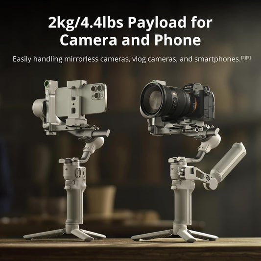 DJI RS4 , Gimbal Stabilizer for Smartphone And DSLR Cameras , Auto Axis Locks, 2kg/4.4lbs Payload, Intelligent Tracking, Camera Gimbal, Camera Stabilizer, Native Vertical Shooting, Grey