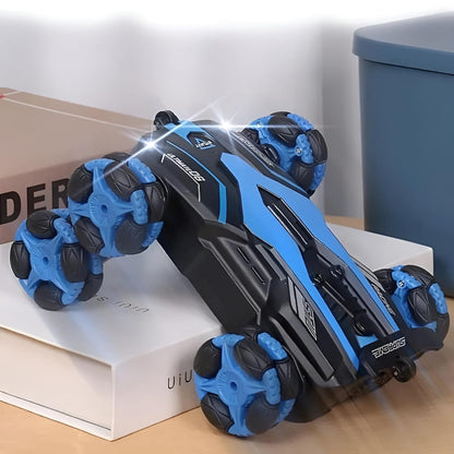 Wheel Remote Glove Hand Control Racing Stunt Car 2.4G Off-Road RC Robot Truck Double Sided with 360° Rotating Twisting Drift Car Toy for Kids Boys Girls Above 7-8 Year Old(FREE RC HELICOPTER)