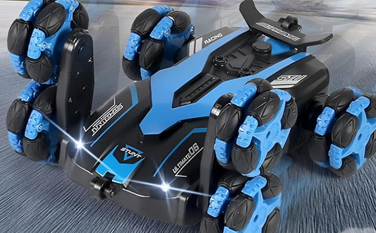 Wheel Remote Glove Hand Control Racing Stunt Car 2.4G Off-Road RC Robot Truck Double Sided with 360° Rotating Twisting Drift Car Toy for Kids Boys Girls Above 7-8 Year Old(FREE RC HELICOPTER)