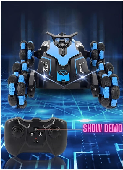Wheel Remote Glove Hand Control Racing Stunt Car 2.4G Off-Road RC Robot Truck Double Sided with 360° Rotating Twisting Drift Car Toy for Kids Boys Girls Above 7-8 Year Old(FREE RC HELICOPTER)