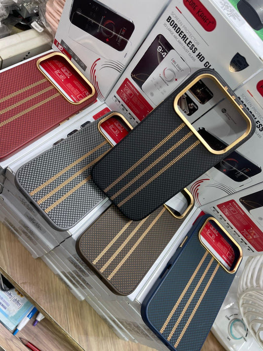 GOLDEN STRIPED LEATHER BACK COVER