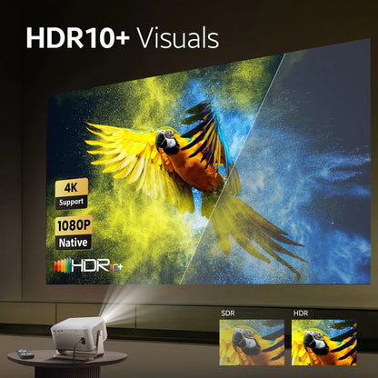 MiniPIX Smart Projector for Home, 46 1080p HD with 4K Support, Android 9 with Built-in Apps (Netflix, YouTube, Prime), 3500 Lumens, in-Built Speaker, Compact Design, 100" Max Display