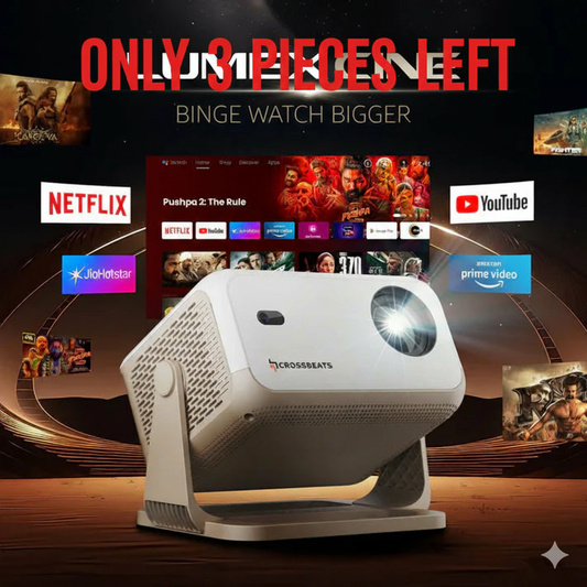 MiniPIX Smart Projector for Home, 46 1080p HD with 4K Support, Android 9 with Built-in Apps (Netflix, YouTube, Prime), 3500 Lumens, in-Built Speaker, Compact Design, 100" Max Display